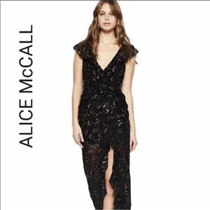 Alice McCall Black V-Neck Embellished maxi Gown dress size medium